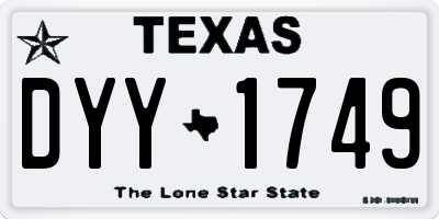 TX license plate DYY1749