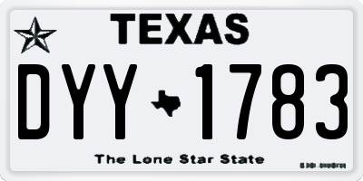 TX license plate DYY1783