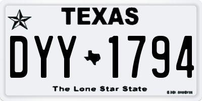 TX license plate DYY1794