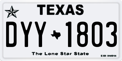 TX license plate DYY1803