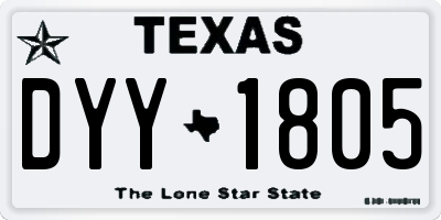 TX license plate DYY1805