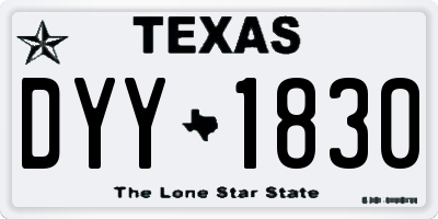 TX license plate DYY1830
