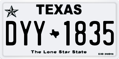 TX license plate DYY1835