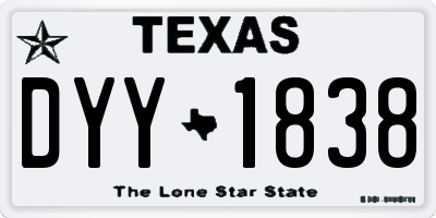 TX license plate DYY1838
