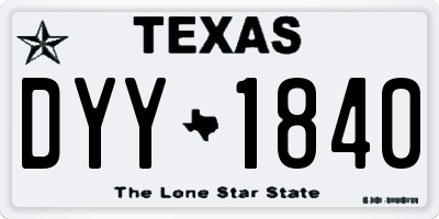 TX license plate DYY1840
