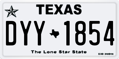 TX license plate DYY1854