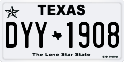 TX license plate DYY1908