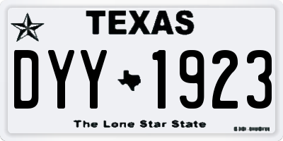 TX license plate DYY1923