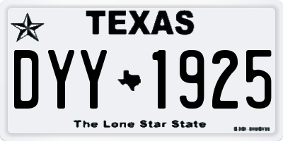 TX license plate DYY1925