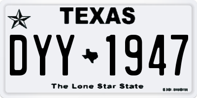 TX license plate DYY1947
