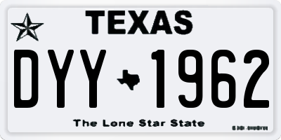 TX license plate DYY1962