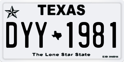 TX license plate DYY1981