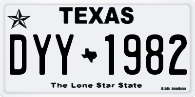 TX license plate DYY1982