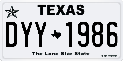 TX license plate DYY1986