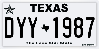 TX license plate DYY1987