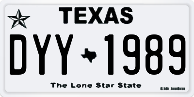 TX license plate DYY1989