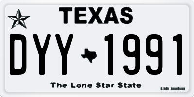 TX license plate DYY1991