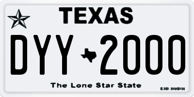TX license plate DYY2000