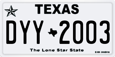 TX license plate DYY2003