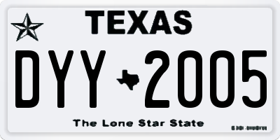 TX license plate DYY2005