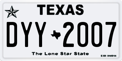 TX license plate DYY2007