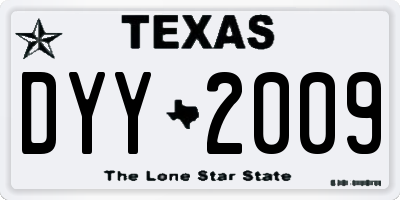 TX license plate DYY2009