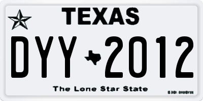 TX license plate DYY2012
