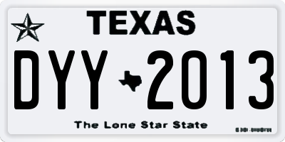 TX license plate DYY2013