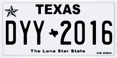 TX license plate DYY2016