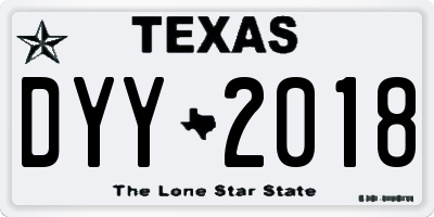 TX license plate DYY2018