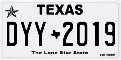 TX license plate DYY2019