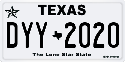 TX license plate DYY2020