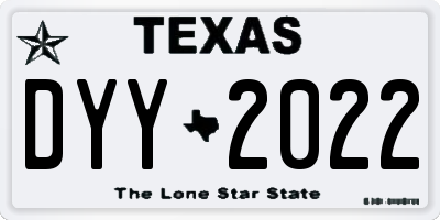 TX license plate DYY2022