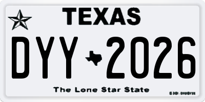 TX license plate DYY2026