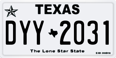 TX license plate DYY2031
