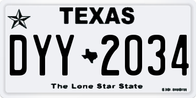 TX license plate DYY2034