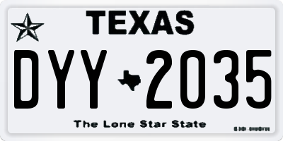 TX license plate DYY2035