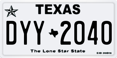 TX license plate DYY2040