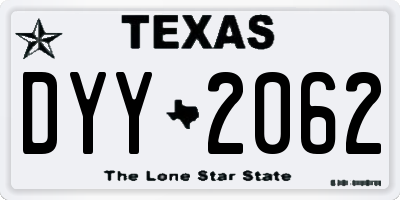 TX license plate DYY2062