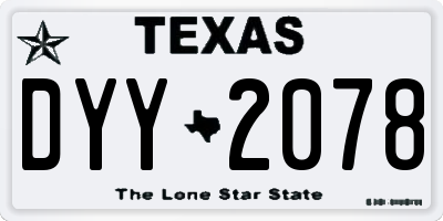 TX license plate DYY2078