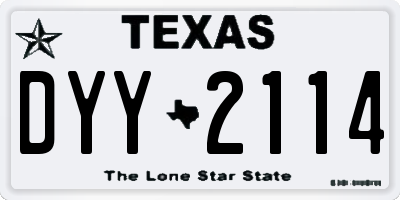 TX license plate DYY2114