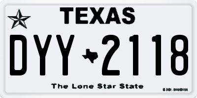 TX license plate DYY2118