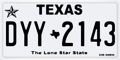 TX license plate DYY2143