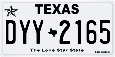 TX license plate DYY2165