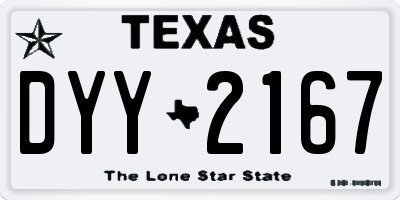 TX license plate DYY2167
