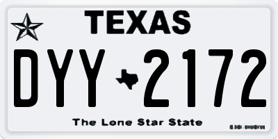 TX license plate DYY2172