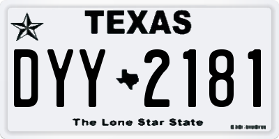 TX license plate DYY2181