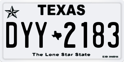 TX license plate DYY2183