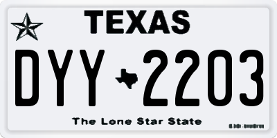 TX license plate DYY2203