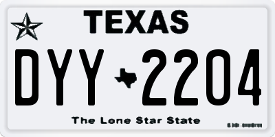 TX license plate DYY2204